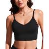 imageCRZ YOGA Womens Bikini Top Cropped V Neck Adjustable Spaghetti Straps Swimsuit Padded Athletic Bathing SuitBlack