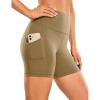 imageCRZ YOGA Womens Butterluxe Biker Shorts with Pockets 5 Inches  High Waisted Volleyball Workout Athletic YogaSoul Brown