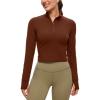imageCRZ YOGA Womens Butterluxe Long Sleeve Workout Shirts Half Quarter Zip Athletic Tops Crop Collared TShirtJujube Brown