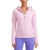 imageCRZ YOGA Womens Fleece Full Zip Hoodie Jackets Workout Hooded Zipper Basic Casual Sweatshirts with Thumb HolesPink Peony