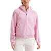 imageCRZ YOGA Womens Fleece Lined Full Zip Hoodies Oversized Long Sleeve Casual Workout Hooded Sweatshirt with Thumb HolesPink Peony