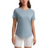 imageCRZ YOGA Womens Pima Cotton Short Sleeve Workout Shirts Casual Yoga TShirt Soft Athletic TopBelgian Blue