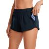 imageCRZ YOGA Womens Running Shorts Low Waisted 25quot  Mesh Liner Quick Dry for Track Gym Athletic Workout with Zip PocketTrue Navy