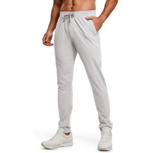 imageCRZ YOGA 4Way Stretch Athletic Pants for Men 30quot Workout Lounge Casual Work Jogger with Zip PocketPlatinum Grey