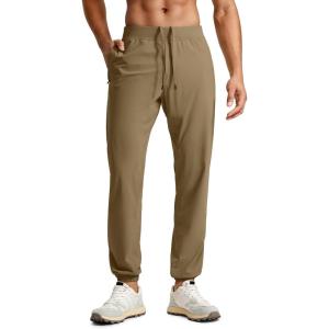 imageCRZ YOGA Athletic Joggers for Men  31quot Lightweight Running Training Pants with Zip Pockets and Ankle ZippersArtifact Brown