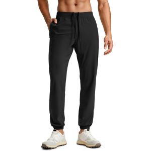 imageCRZ YOGA Athletic Joggers for Men  31quot Lightweight Running Training Pants with Zip Pockets and Ankle ZippersBlack