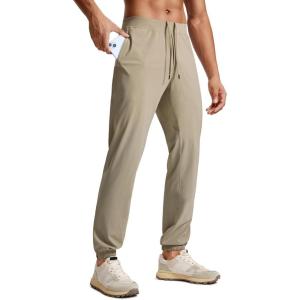 imageCRZ YOGA Athletic Joggers for Men  31quot Lightweight Running Training Pants with Zip Pockets and Ankle ZippersKhali Barley