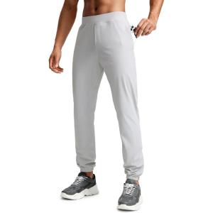 imageCRZ YOGA Athletic Joggers for Men  31quot Lightweight Running Training Pants with Zip Pockets and Ankle ZippersPlatinum Grey