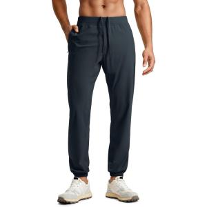 imageCRZ YOGA Athletic Joggers for Men  31quot Lightweight Running Training Pants with Zip Pockets and Ankle ZippersTrue Navy