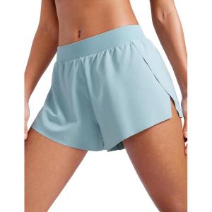 imageCRZ YOGA Athletic Running Shorts for Women V Split Low Waisted Lightweight Gym Workout Athletic Shorts with LinerLight Grayish Blue