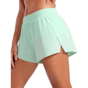 imageCRZ YOGA Athletic Running Shorts for Women V Split Low Waisted Lightweight Gym Workout Athletic Shorts with LinerMint Moment