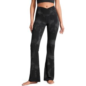 imageCRZ YOGA Butterluxe Crossover Flare Leggings for Women 29  31  33quot  High Waist V Cross Bootcut Bell Bottoms Yoga PantsBlack Tie Dye Flowers