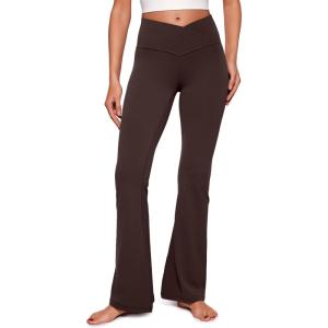 imageCRZ YOGA Butterluxe Crossover Flare Leggings for Women 29  31  33quot  High Waist V Cross Bootcut Bell Bottoms Yoga PantsHot Fudge Brown