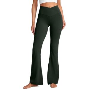 imageCRZ YOGA Butterluxe Crossover Flare Leggings for Women 29  31  33quot  High Waist V Cross Bootcut Bell Bottoms Yoga PantsLegend Green