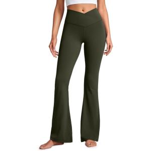 imageCRZ YOGA Butterluxe Crossover Flare Leggings for Women 29  31  33quot  High Waist V Cross Bootcut Bell Bottoms Yoga PantsOlive Green