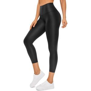 imageCRZ YOGA Butterluxe Matte Faux Leather Leggings for Women 23  High Waisted Buttery Soft Lounge Capri Faux LeatherBlack Classic
