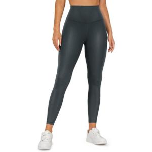 imageCRZ YOGA Butterluxe Matte Faux Leather Leggings for Women 25quot  High Waisted Stretch Ankle Leather Pants Pleather TightsFaux Leather Melanite