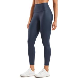 imageCRZ YOGA Butterluxe Matte Faux Leather Leggings for Women 25quot  High Waisted Stretch Ankle Leather Pants Pleather TightsFaux Leather Real Navy Foil
