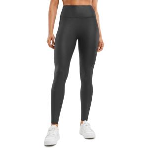 imageCRZ YOGA Butterluxe Matte Faux Leather Leggings for Women 28  No Front Seam High Waist Stretch Tights Pleather PantsBlack Foil Pattern