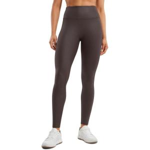 imageCRZ YOGA Butterluxe Matte Faux Leather Leggings for Women 28  No Front Seam High Waist Stretch Tights Pleather PantsHot Fudge Brown Foil Pattern