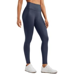 imageCRZ YOGA Butterluxe Matte Faux Leather Leggings for Women 28  No Front Seam High Waist Stretch Tights Pleather PantsReal Navy Foil Pattern