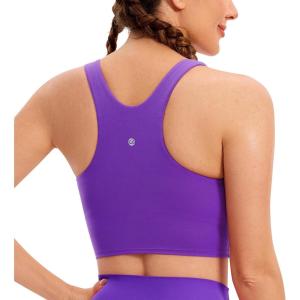 imageCRZ YOGA Butterluxe Racerback Longline Sports Bras for Women  High Neck Padded Crop Workout Tank Top with Built in PadsRoyal Lilac
