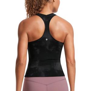 imageCRZ YOGA Butterluxe Racerback Workout Tank Tops for Women Tight Sleeveless Camisole Gym Athletic Yoga ShirtsBlack Tie Dye Flowers