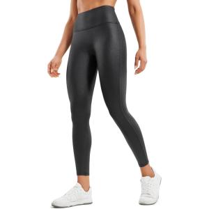 imageCRZ YOGA Butterluxe Womens Matte Faux Leather Leggings 25quot  No Front Seam High Waist Stretch Tights Pleather PantsBlack Classic
