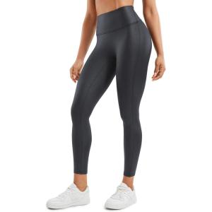 imageCRZ YOGA Butterluxe Womens Matte Faux Leather Leggings 25quot  No Front Seam High Waist Stretch Tights Pleather PantsMysterious Grey Foil Pattern