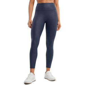 imageCRZ YOGA Butterluxe Womens Matte Faux Leather Leggings 25quot  No Front Seam High Waist Stretch Tights Pleather PantsReal Navy Foil Pattern
