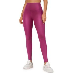 imageCRZ YOGA Butterluxe Womens Matte Faux Leather Leggings 28quot  High Waisted Stretch Ankle Leather Pants Pleather TightsMagenta Purple Classic Pattern