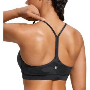 imageCRZ YOGA Butterluxe Womens Y Back Sports Bra  Padded Racerback Low Impact Spaghetti Thin Strap Workout Yoga TopDark Grey Camouflage 2