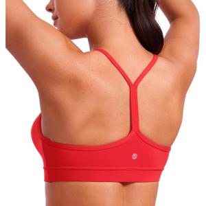 imageCRZ YOGA Butterluxe Womens Y Back Sports Bra  Padded Racerback Low Impact Spaghetti Thin Strap Workout Yoga TopDeep Red
