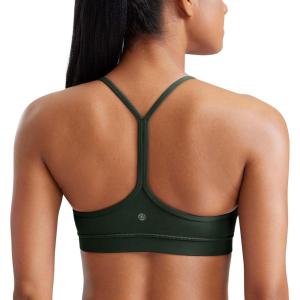 imageCRZ YOGA Butterluxe Womens Y Back Sports Bra  Padded Racerback Low Impact Spaghetti Thin Strap Workout Yoga TopLegend Green