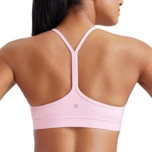 imageCRZ YOGA Butterluxe Womens Y Back Sports Bra  Padded Racerback Low Impact Spaghetti Thin Strap Workout Yoga TopPink Peony
