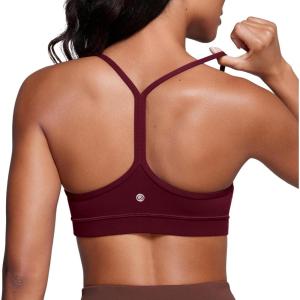 imageCRZ YOGA Butterluxe Womens Y Back Sports Bra  Padded Racerback Low Impact Spaghetti Thin Strap Workout Yoga TopRed Merlot