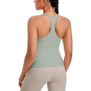 imageCRZ YOGA Butterluxe Workout Tank Tops for Women Built in Bras Padded  Racerback Athletic Spandex Yoga CamisoleGreen Palm Court