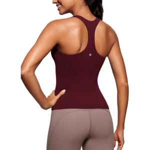imageCRZ YOGA Butterluxe Workout Tank Tops for Women Built in Bras Padded  Racerback Athletic Spandex Yoga CamisoleRed Merlot