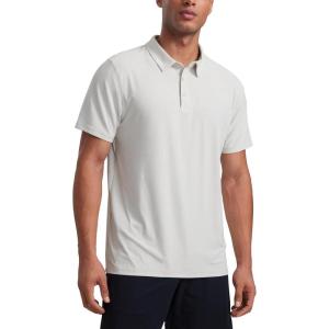 imageCRZ YOGA Cloudweight Mens Short Sleeve Polo Shirts Lightweight Moisture Wicking Athletic Casual Button Golf TShirtsMilky White
