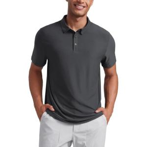 imageCRZ YOGA Cloudweight Mens Short Sleeve Polo Shirts Lightweight Moisture Wicking Athletic Casual Button Golf TShirtsMysterious Grey
