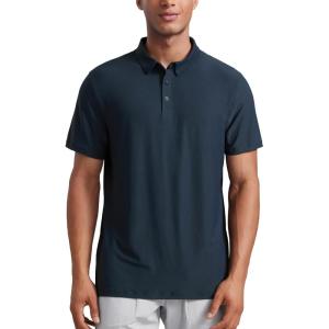 imageCRZ YOGA Cloudweight Mens Short Sleeve Polo Shirts Lightweight Moisture Wicking Athletic Casual Button Golf TShirtsTrue Navy