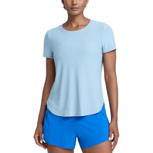 imageCRZ YOGA Cloudweight Workout Tops for Women Lightweight Athletic Short Sleeve Shirts Gym Running Side Slit TShirtsLight Grayish Blue