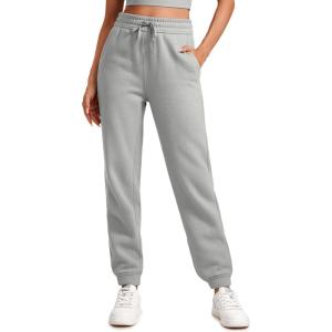 imageCRZ YOGA Cotton Fleece Lined Sweatpants Women High Waisted Warm Casual Lounge Jogger Pants with PocketsSterling
