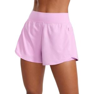 imageCRZ YOGA Double Layer Running Shorts for Women 3quot High Waisted 2 in 1 for Athletic Tennis Workout with Zip PocketsVita Pink
