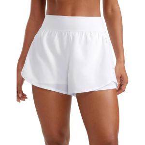 imageCRZ YOGA Double Layer Running Shorts for Women 3quot High Waisted 2 in 1 for Athletic Tennis Workout with Zip PocketsWhite