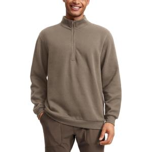 imageCRZ YOGA Fleece Lined Half Zip Sweatshirts for Men Mock Neck Pullover Sweat Shirts Casual Workout Daily SweatersNomad Grey