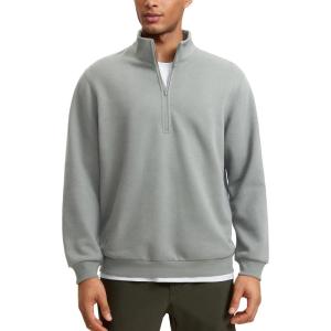 imageCRZ YOGA Fleece Lined Half Zip Sweatshirts for Men Mock Neck Pullover Sweat Shirts Casual Workout Daily SweatersSterling