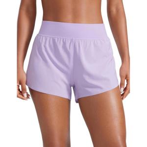 imageCRZ YOGA High Waisted Dolphin Athletic Running Shorts for Women 3quot High Split Comfy Mesh Liner for Gym Workout TrackLilac Air