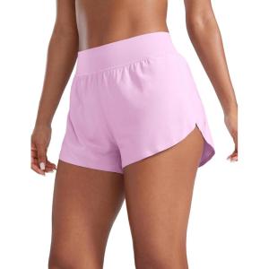 imageCRZ YOGA High Waisted Dolphin Athletic Running Shorts for Women 3quot High Split Comfy Mesh Liner for Gym Workout TrackVita Pink
