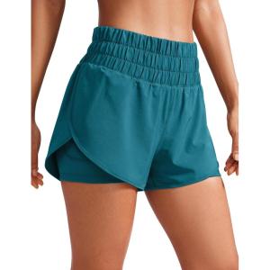 imageCRZ YOGA High Waisted Running Shorts for Women 3quot  Split Breathable for Athletic Tennis Gym Workout with PocketsBorealis Green